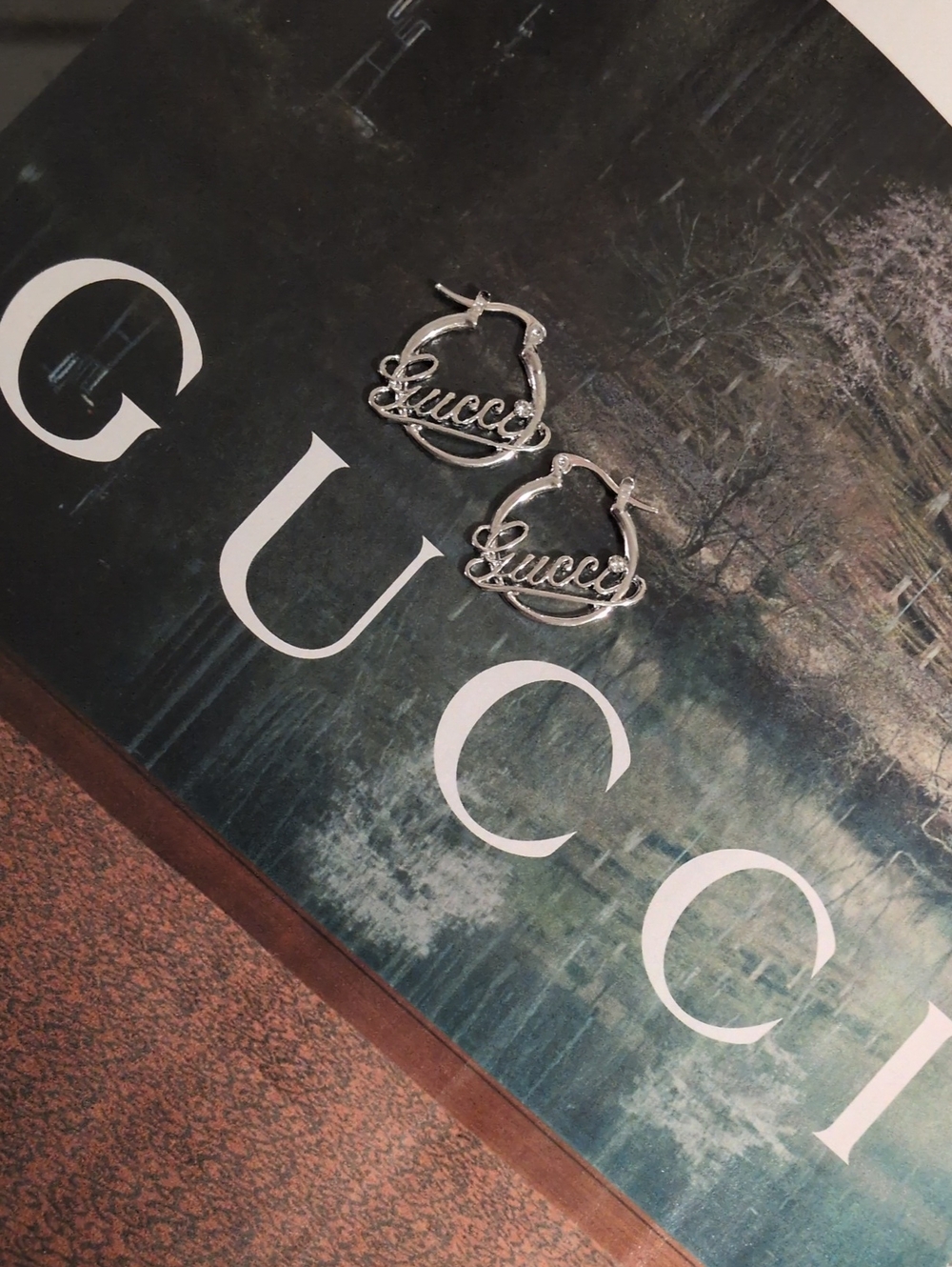 Gucci Silver Script Hoop Wall Emblem